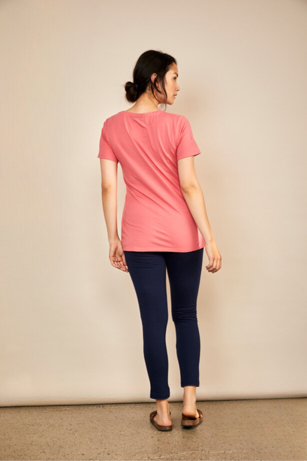 Bshirt Teal Nursing Short Sleeve T-Shirt — front view, teal organic nursing top | Latchette