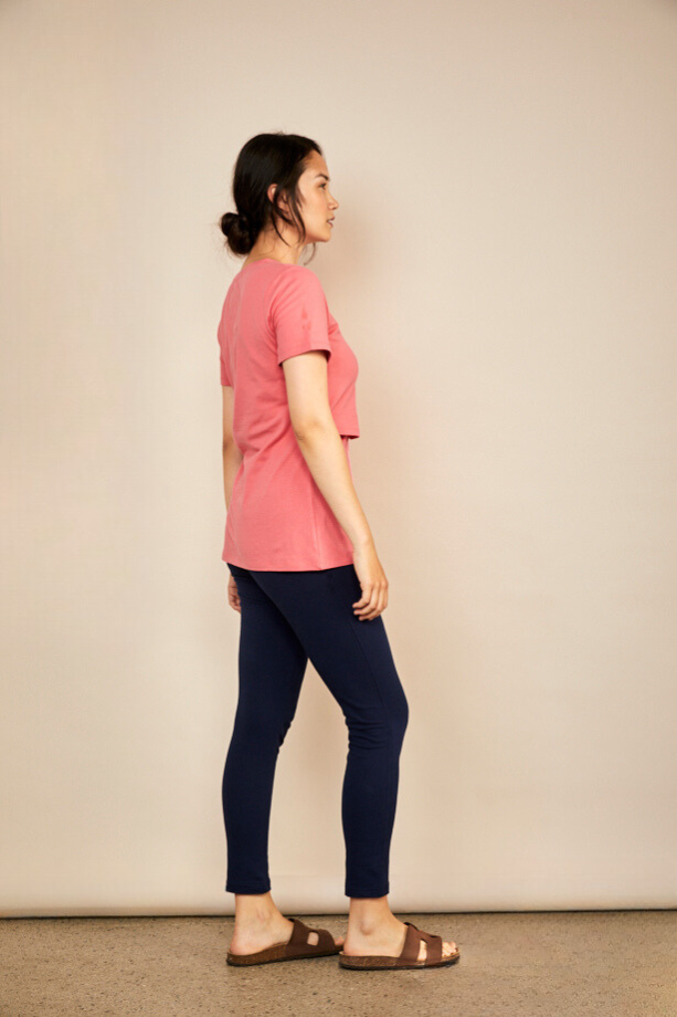 Teal Nursing Short Sleeve T-Shirt — model wearing, Bshirt teal breastfeeding top | Latchette