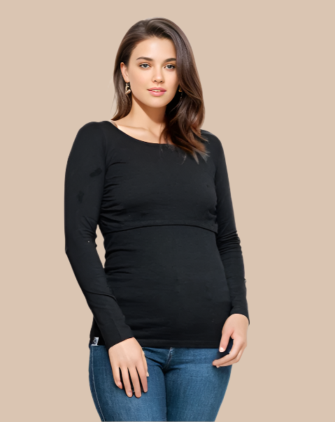 Nursing long sleeve t-shirt - Black