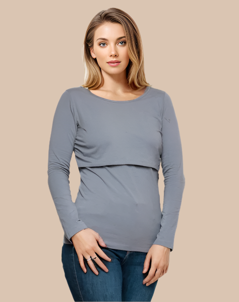 Nursing long sleeve t-shirt - Grey