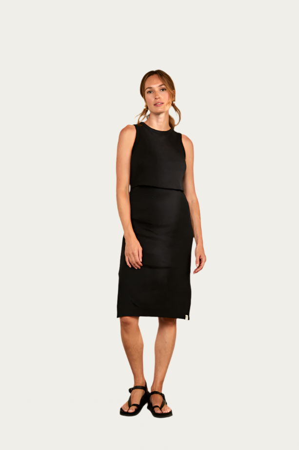 Nursing Sleeveless Dress - Charcoal Black