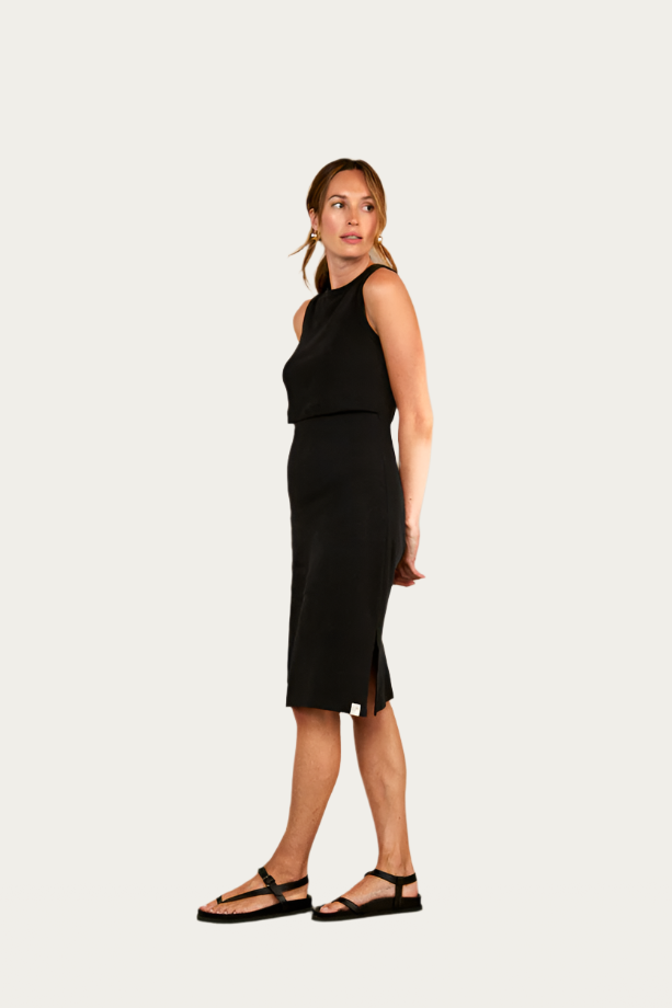 Nursing Sleeveless Dress - Charcoal Black