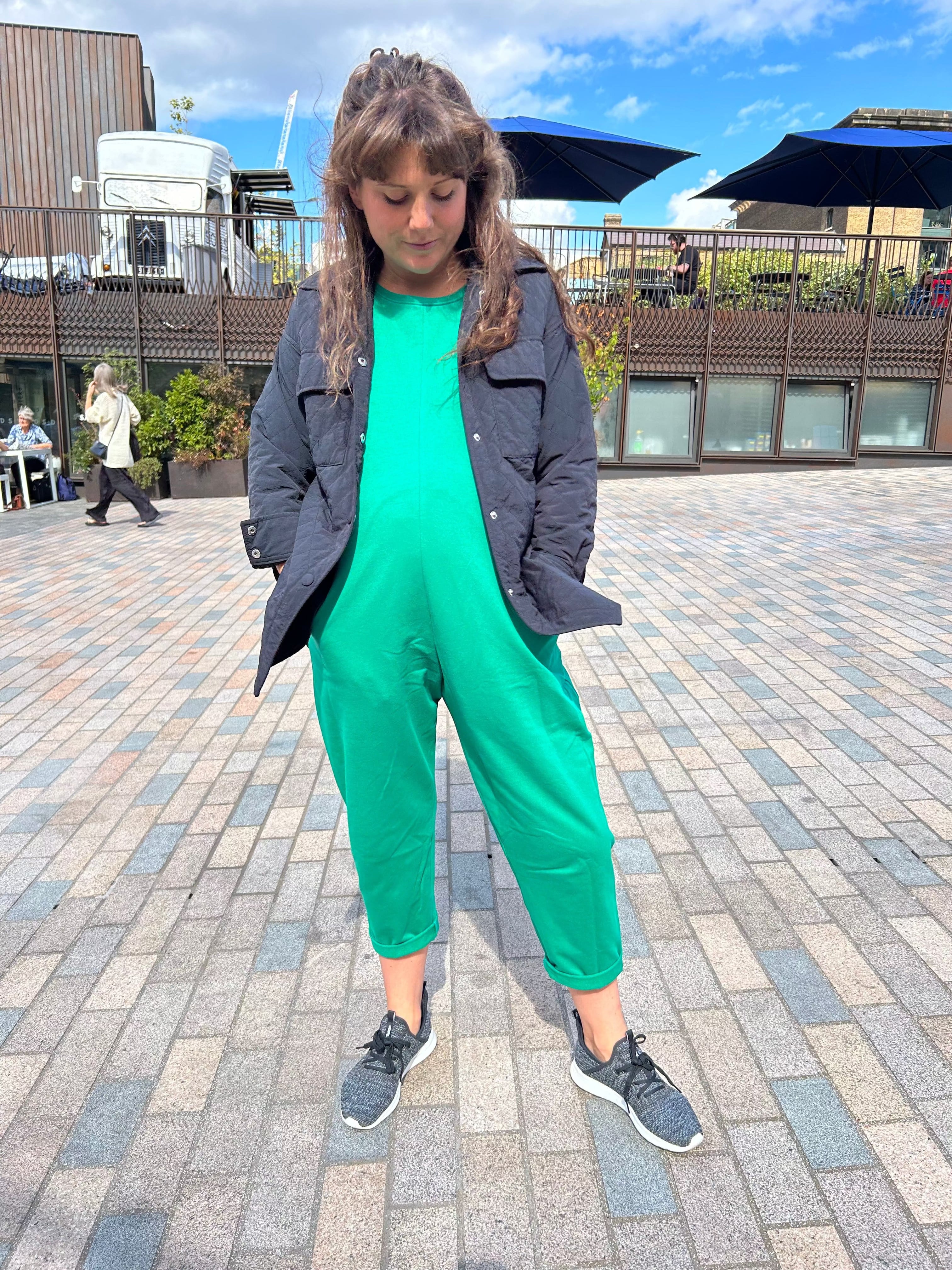 The Etta Jumpsuit - Green French Terry