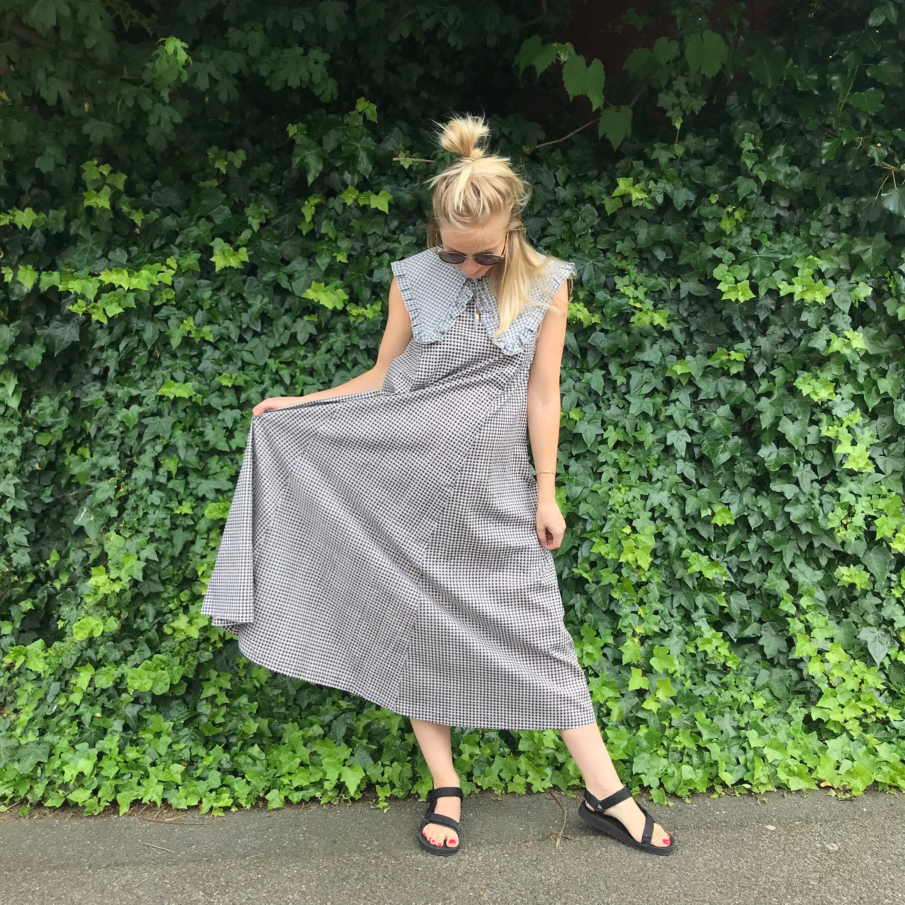 Lucy Dress - Printed Navy Gingham Cotton