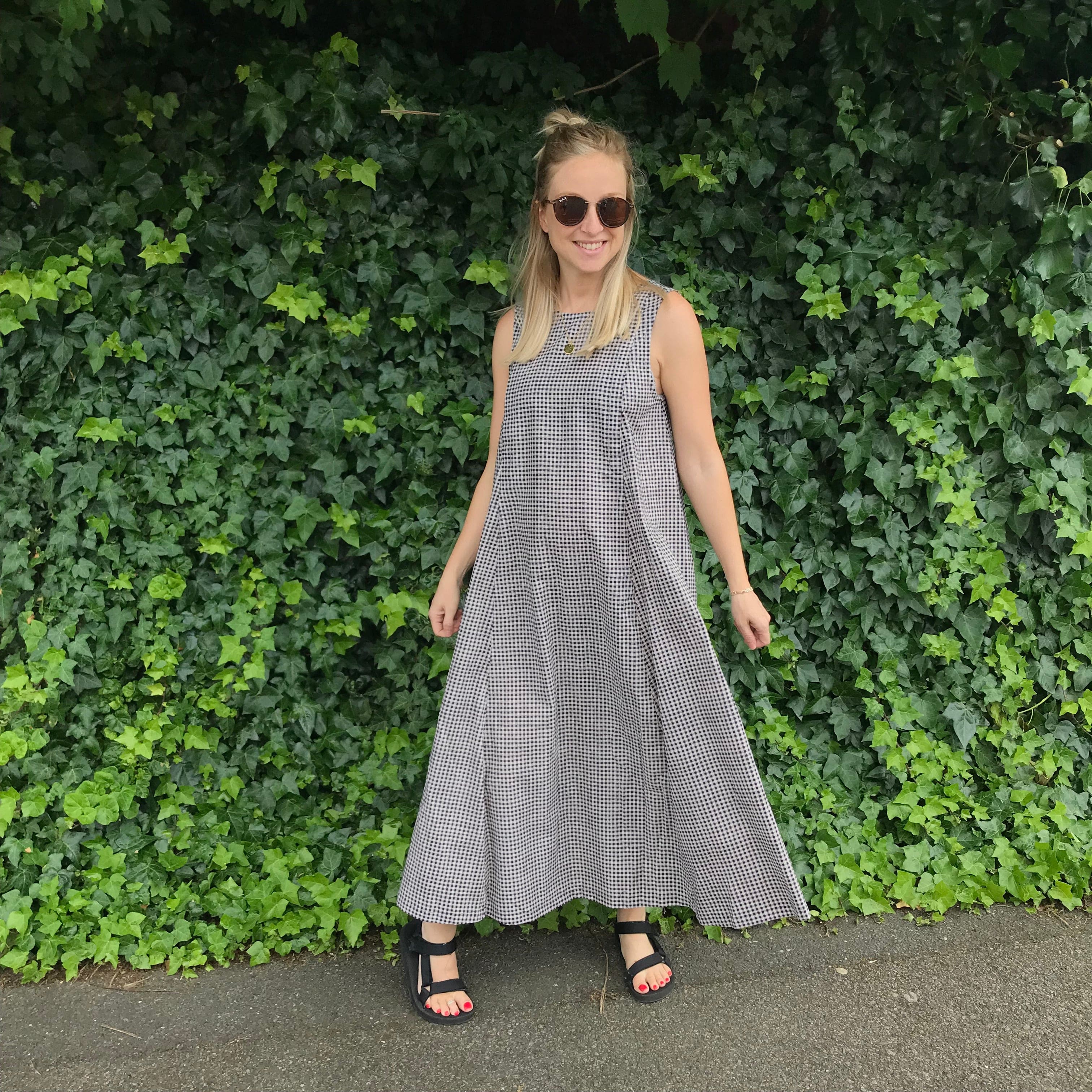 Lucy Dress - Printed Navy Gingham Cotton