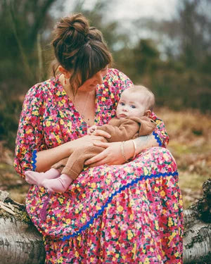 Sofia Maxi Dress — tiered skirt detail in painterly floral viscose, postpartum nursing wear | Latchette