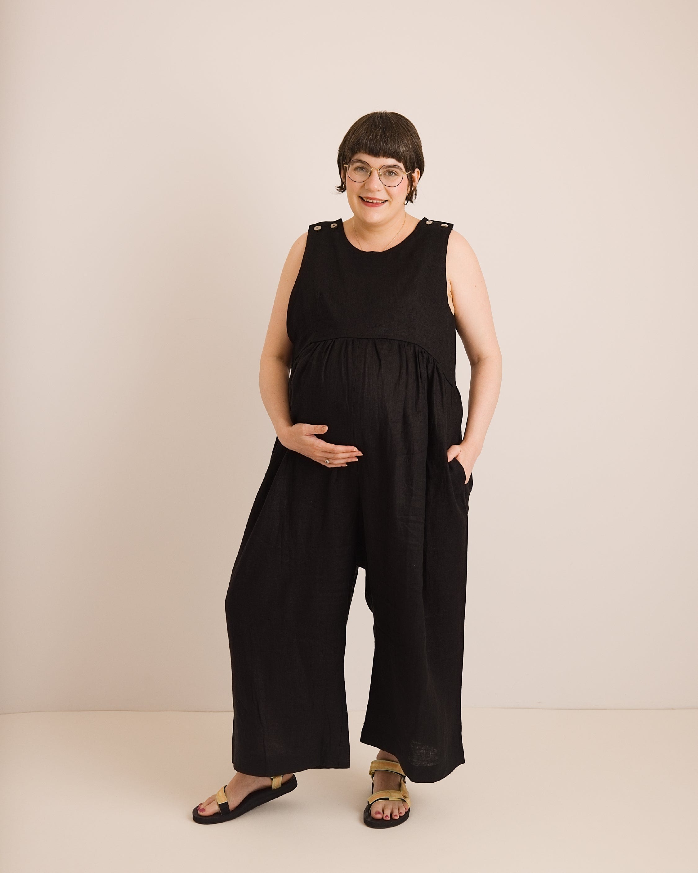 Ada Jumpsuit - Black Linen