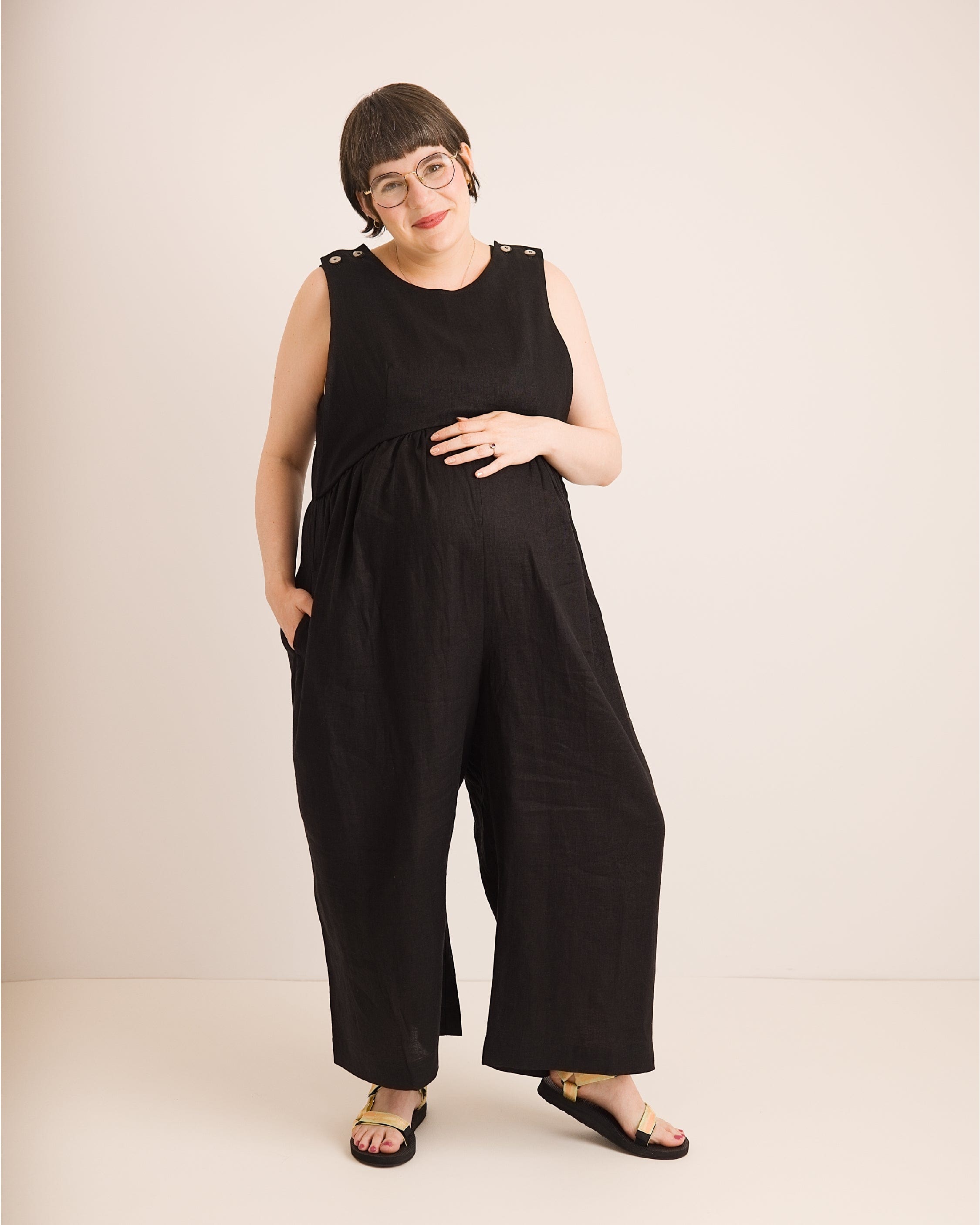 Ada Jumpsuit - Black Linen