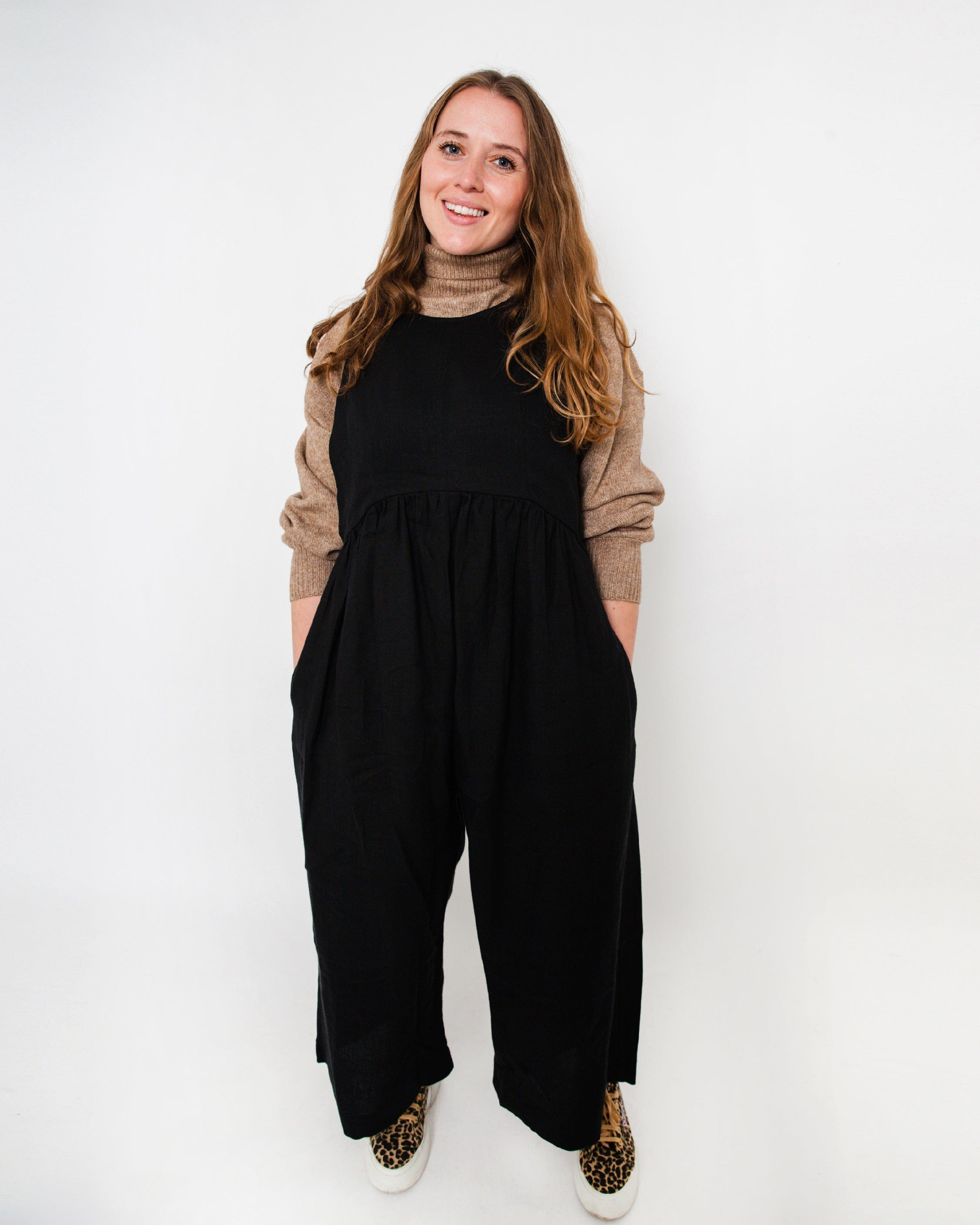 Ada Jumpsuit - Black Linen
