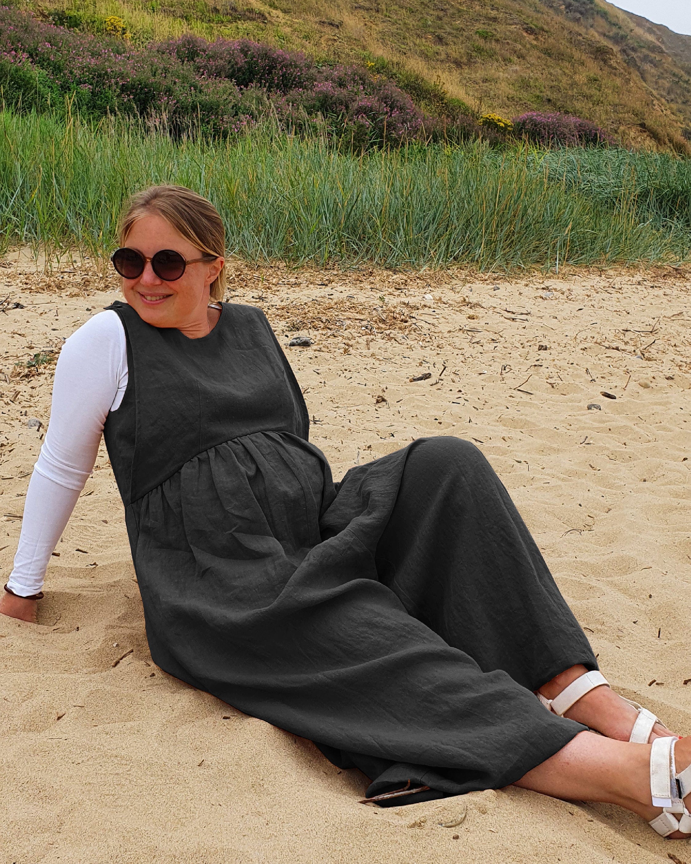 Ada Jumpsuit - Black Linen