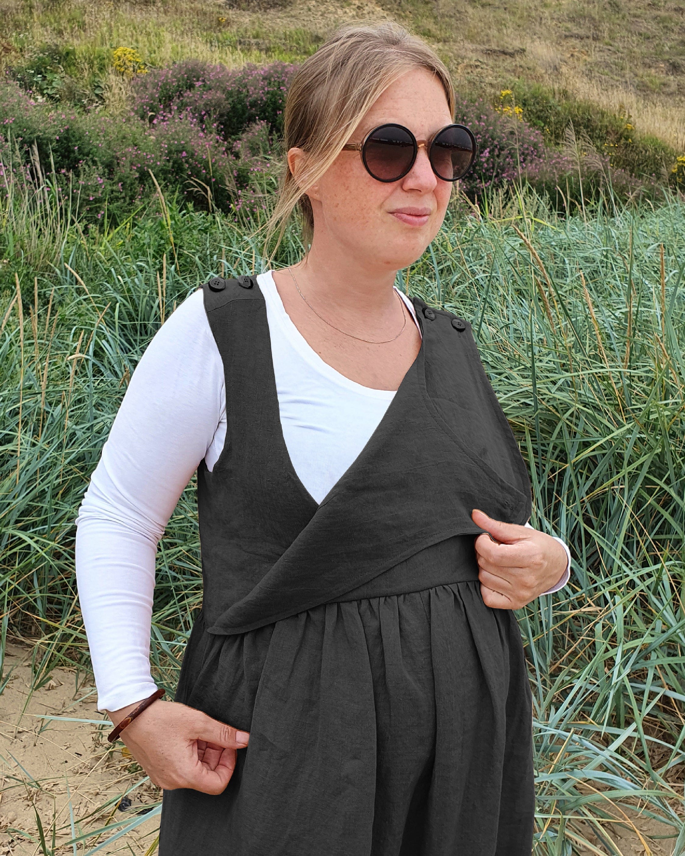 Ada Jumpsuit - Black Linen