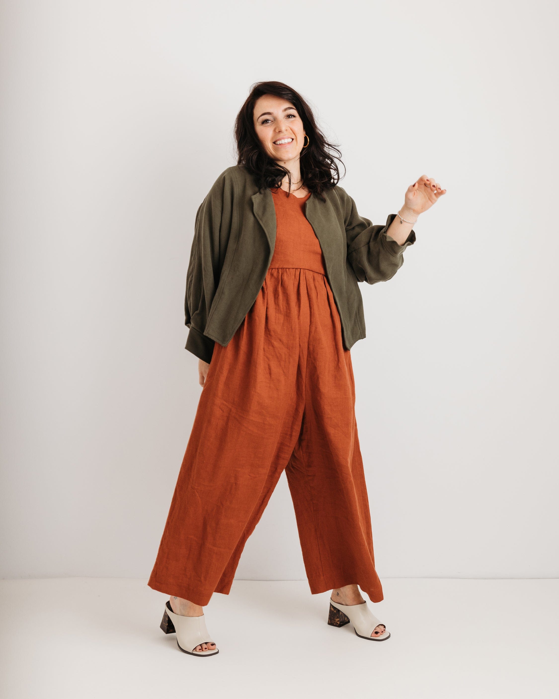 Ada Jumpsuit - Burnt Orange Linen