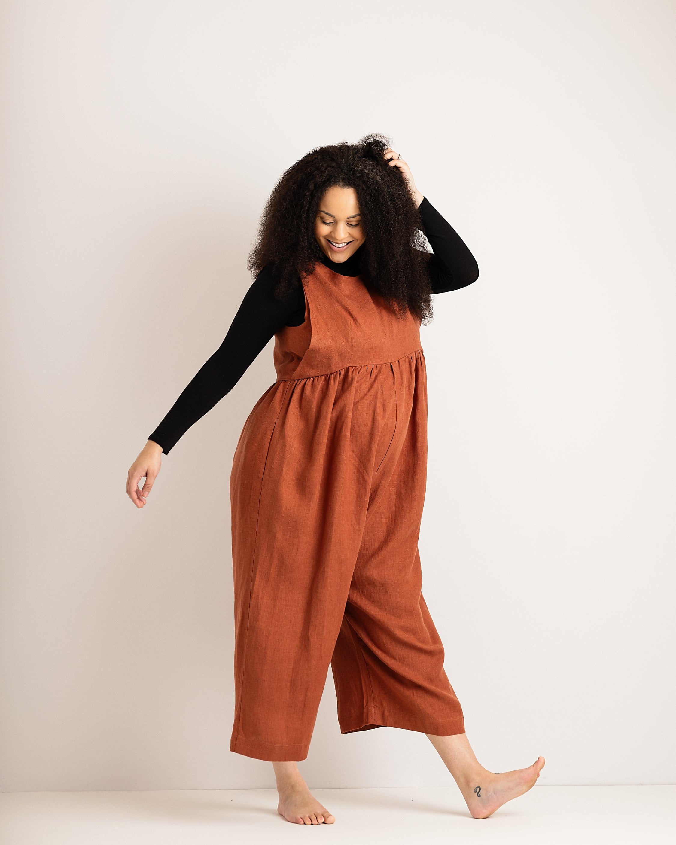 Ada Jumpsuit - Burnt Orange Linen