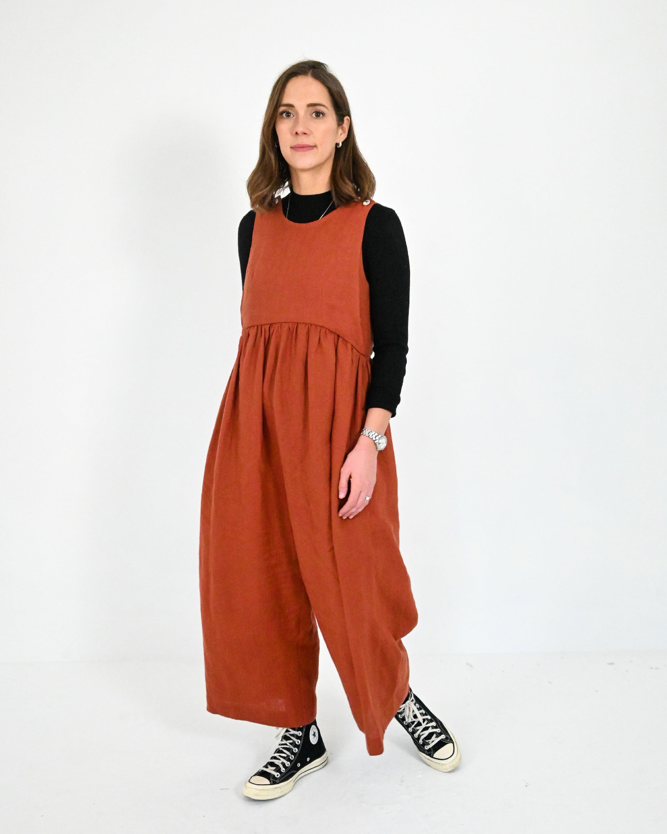 Ada Jumpsuit - Burnt Orange Linen