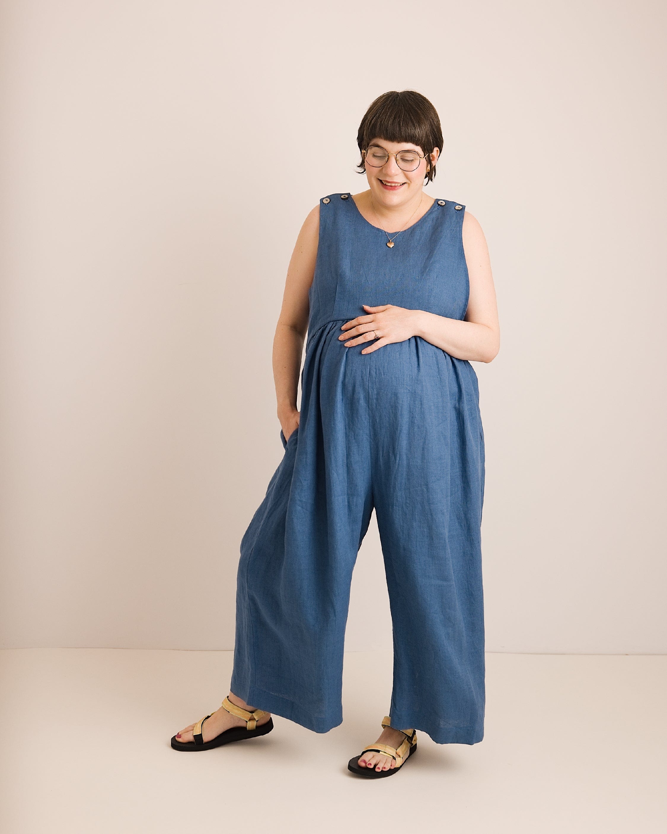 Ada Jumpsuit - Aegean Blue Linen