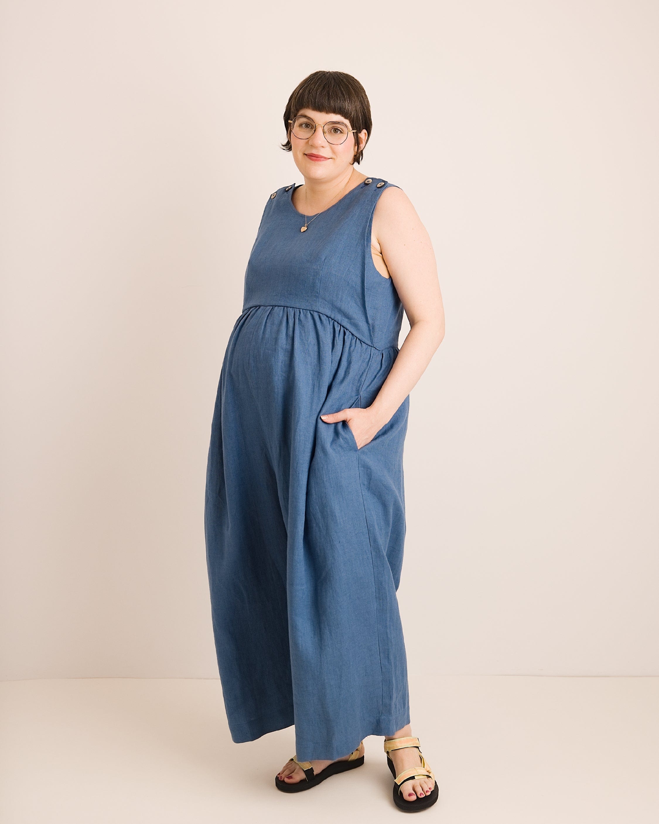 Ada Jumpsuit - Aegean Blue Linen