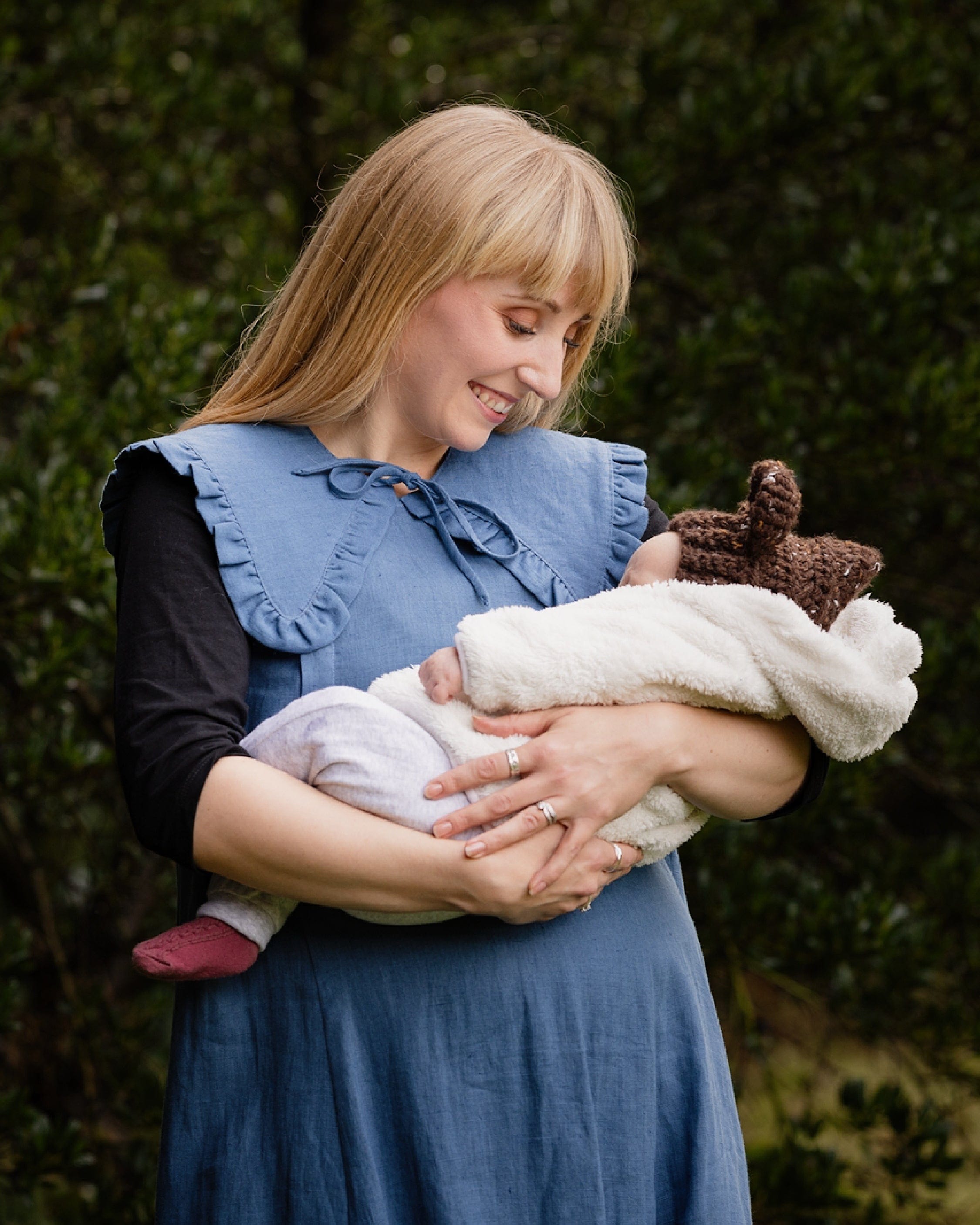 Margot Ruffle Detachable Collar - Aegean Blue Linen