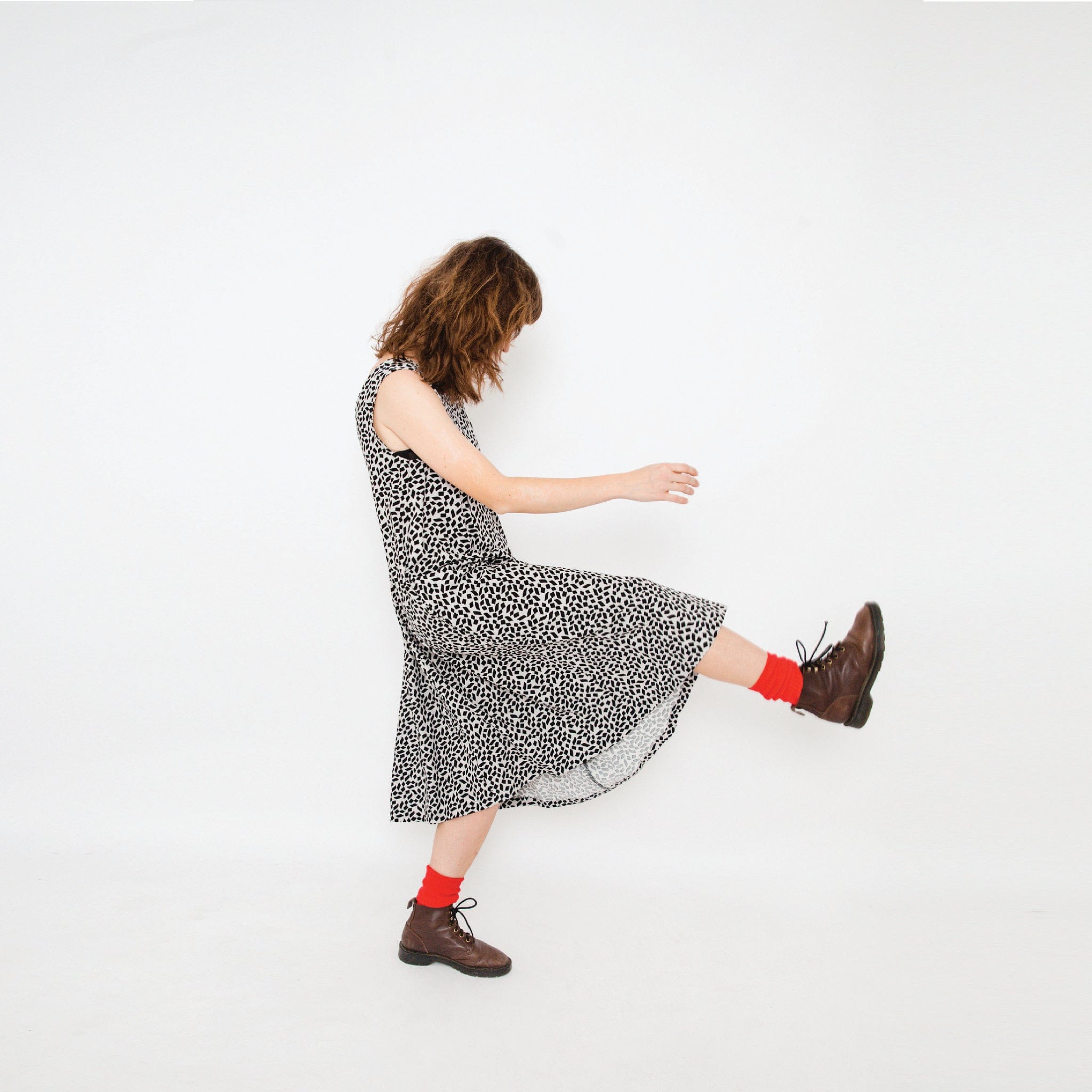 Lucy Dress - Black + Ecru Print Linen blend