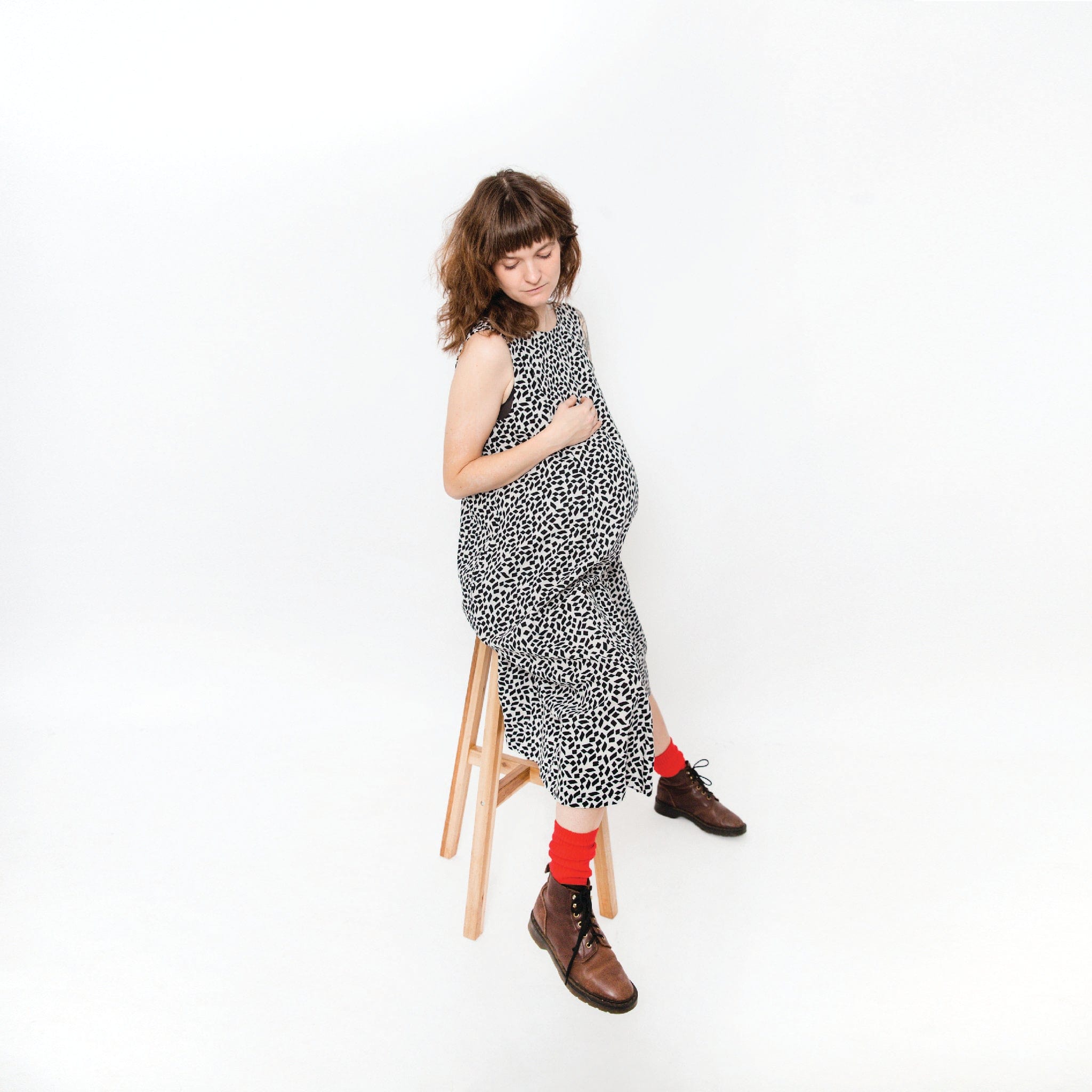 Lucy Dress - Black + Ecru Print Linen blend