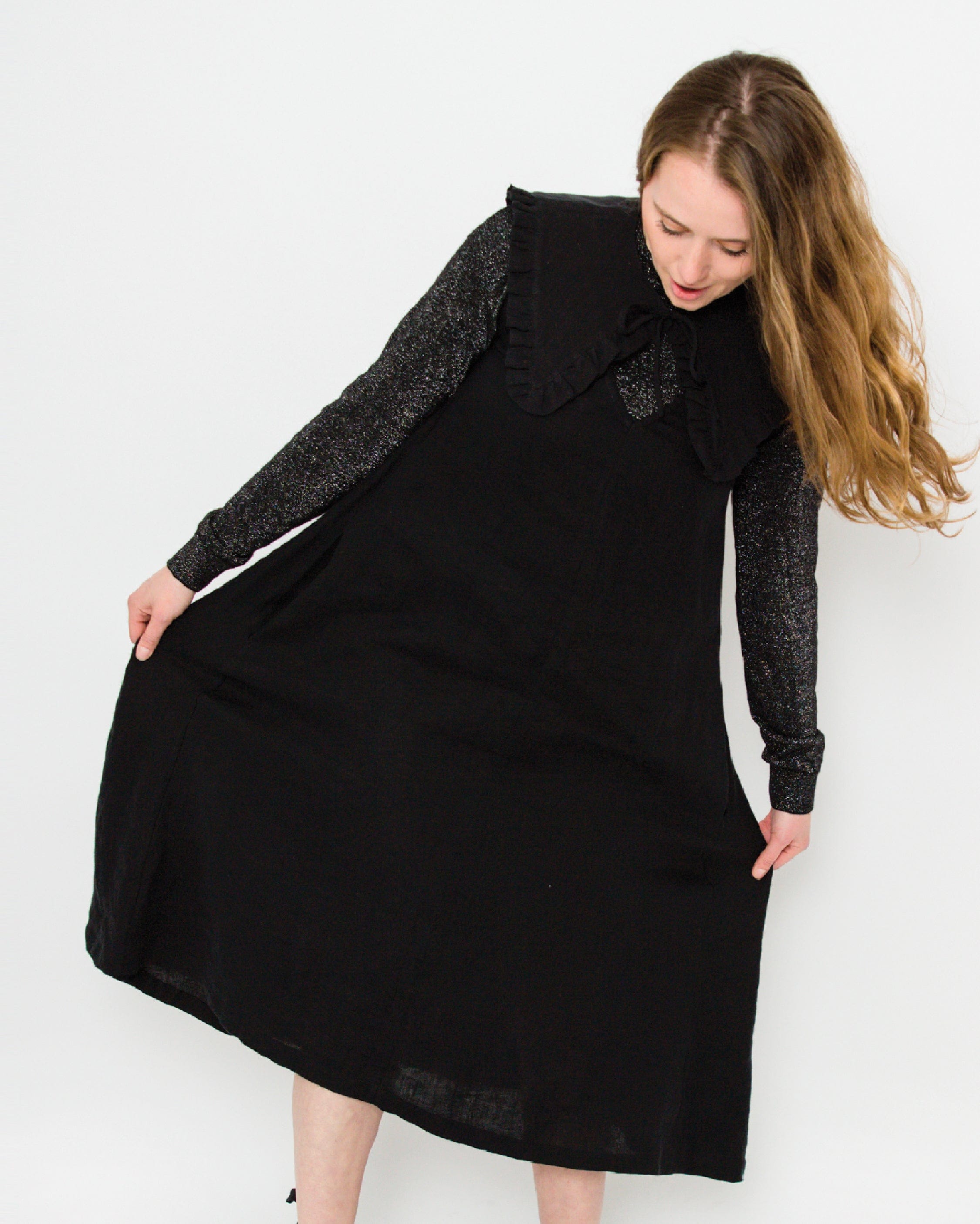 Margot Ruffle Detachable Collar - Black Linen