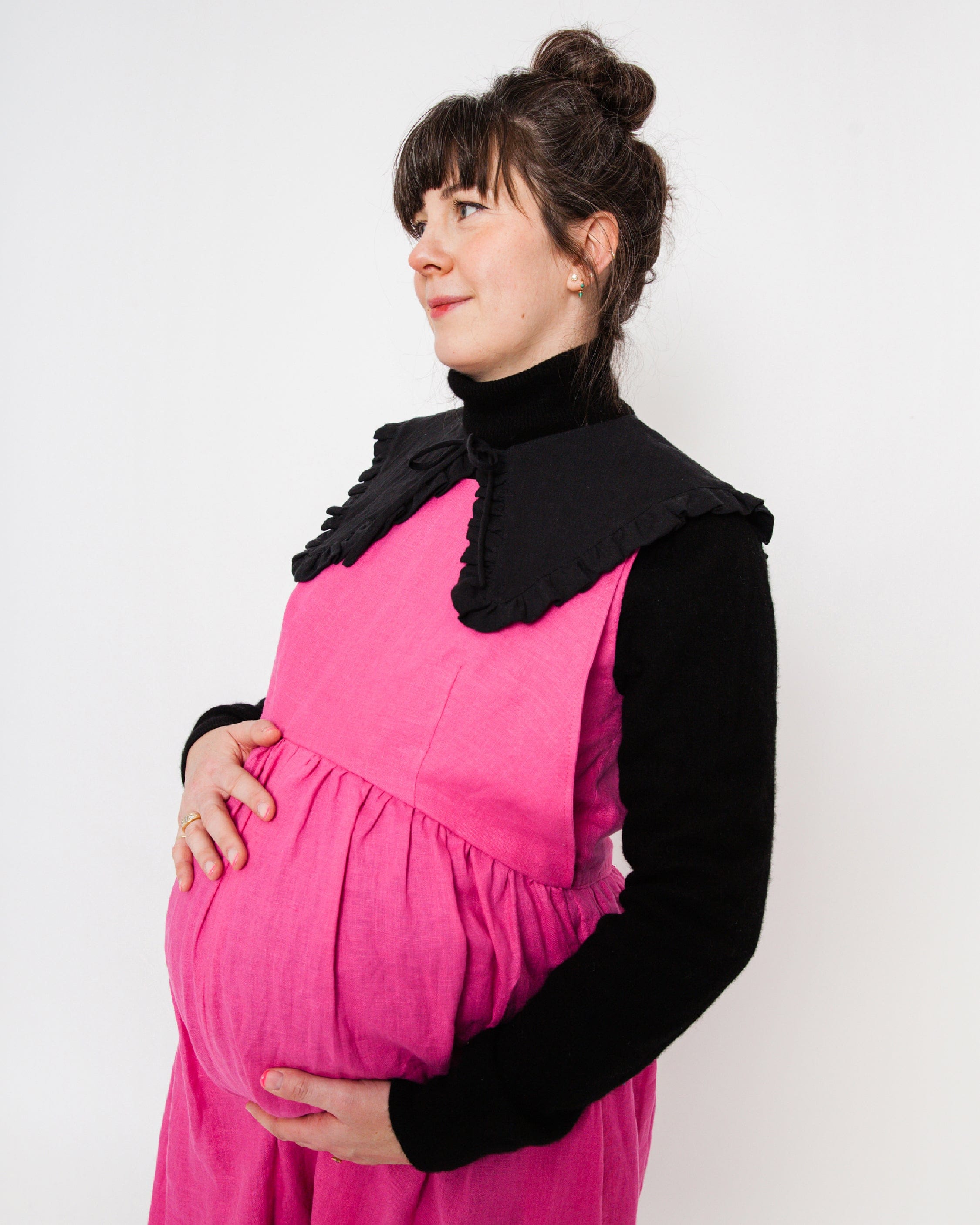 Margot Ruffle Detachable Collar - Black Linen