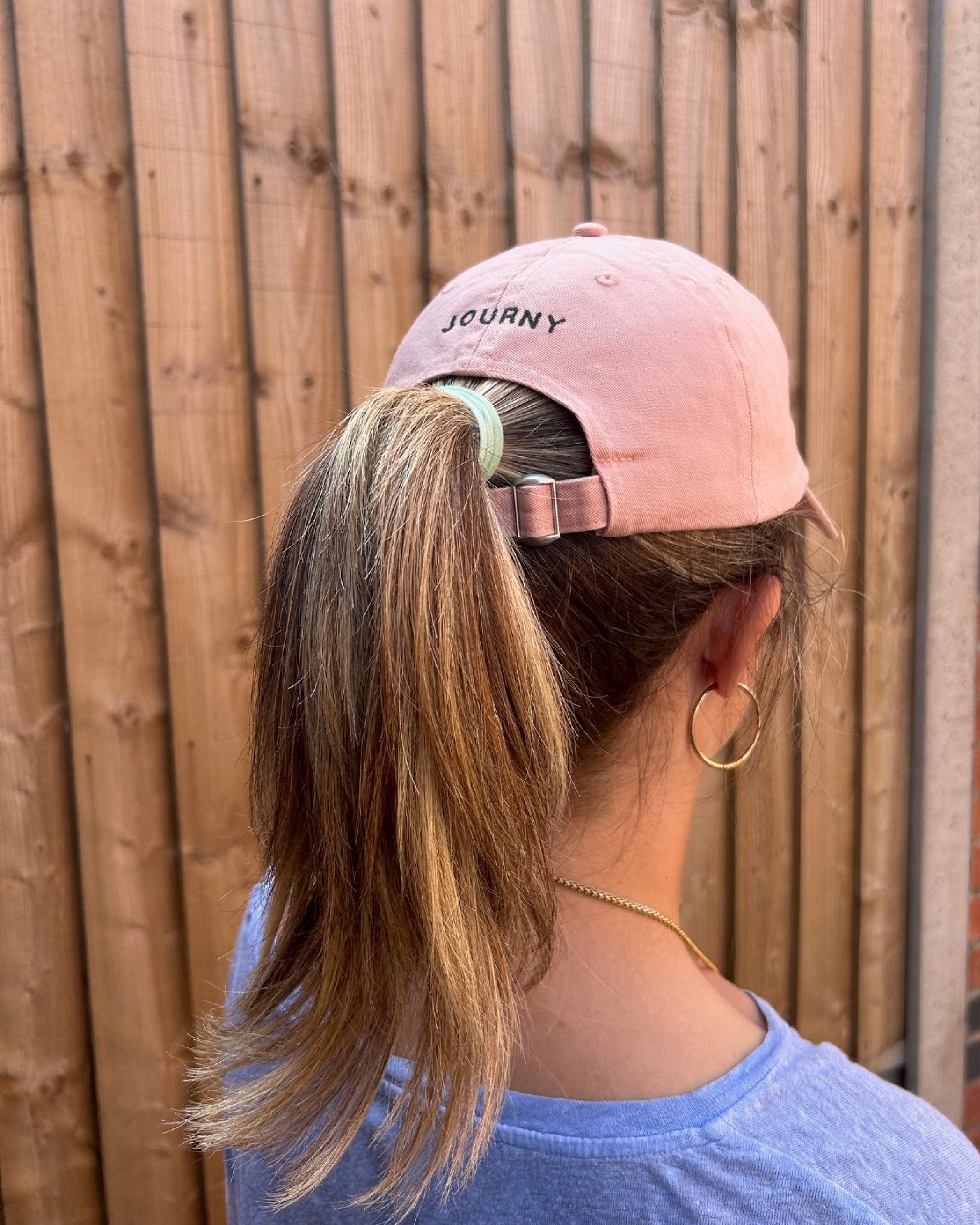 Cotton Flower Embroidery Peach Washed Cap - Accessories — accessories by JOURNY | Latchette