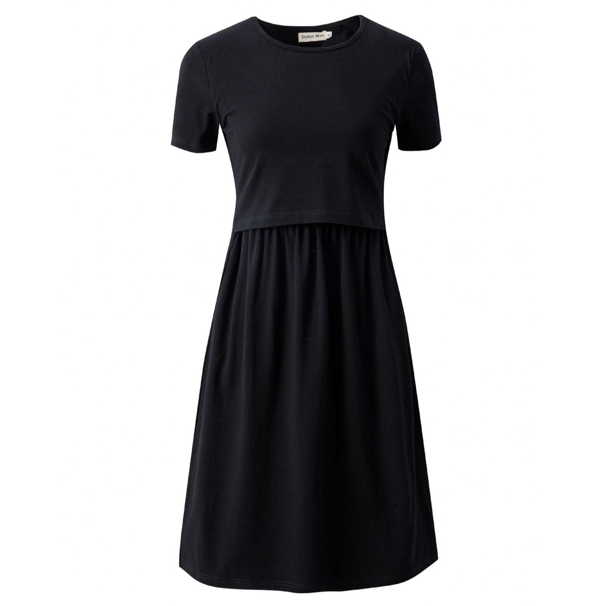 Casey Cotton Breastfeeding Skater Dress - Black