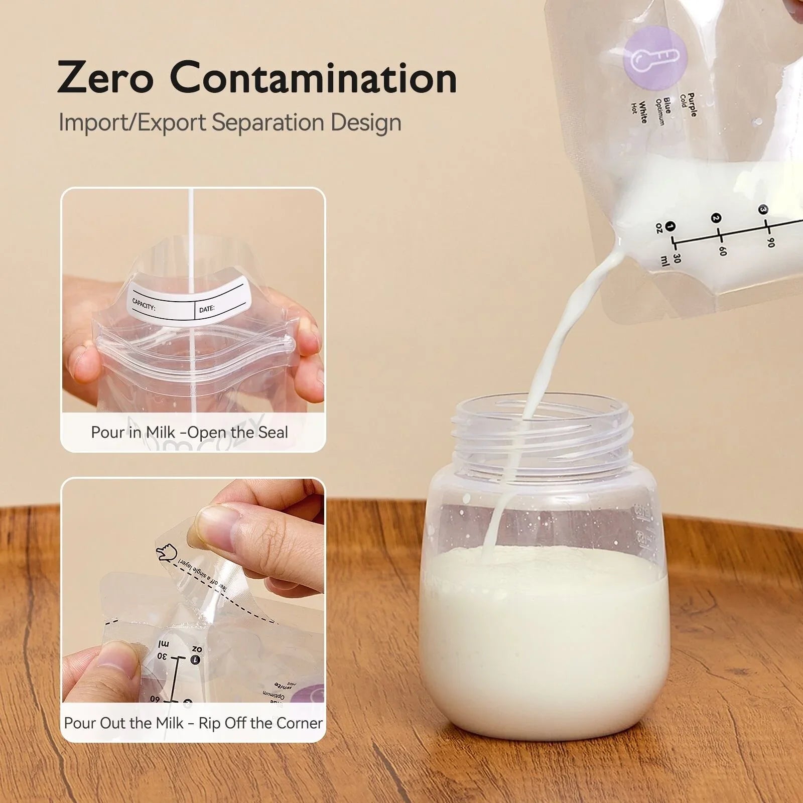 Momcozy Breast Milk Storage Bags 180ml 50 pcs — breast milk storage bags | Latchette