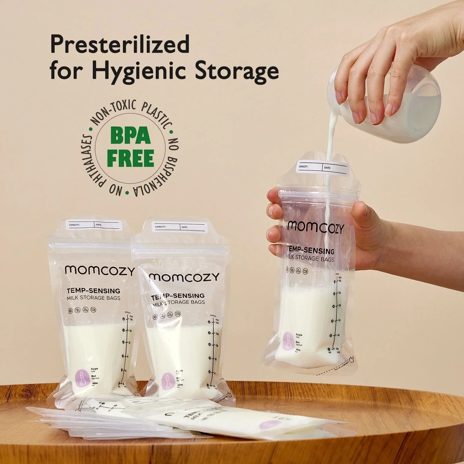 Momcozy Breast Milk Storage Bags 180ml 50 pcs — breast milk storage bags | Latchette