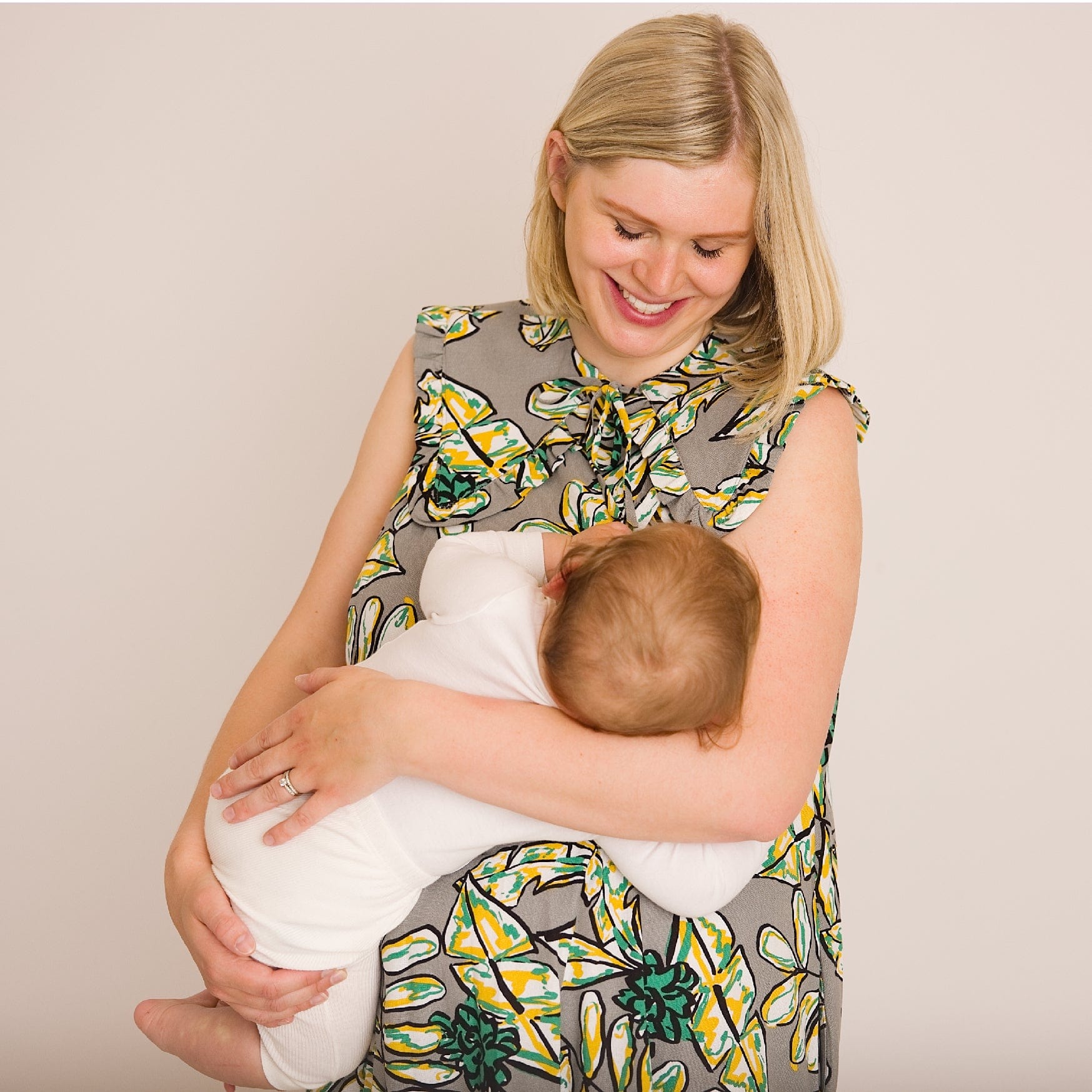 Lucy Dress - Abstract Green Printed Linen