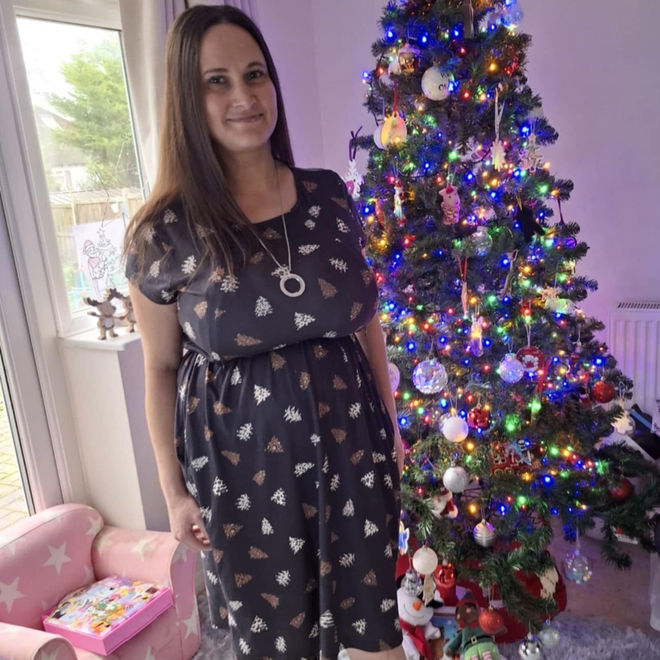 Knee Length Breastfeeding Dress - Brown Leopard Tree