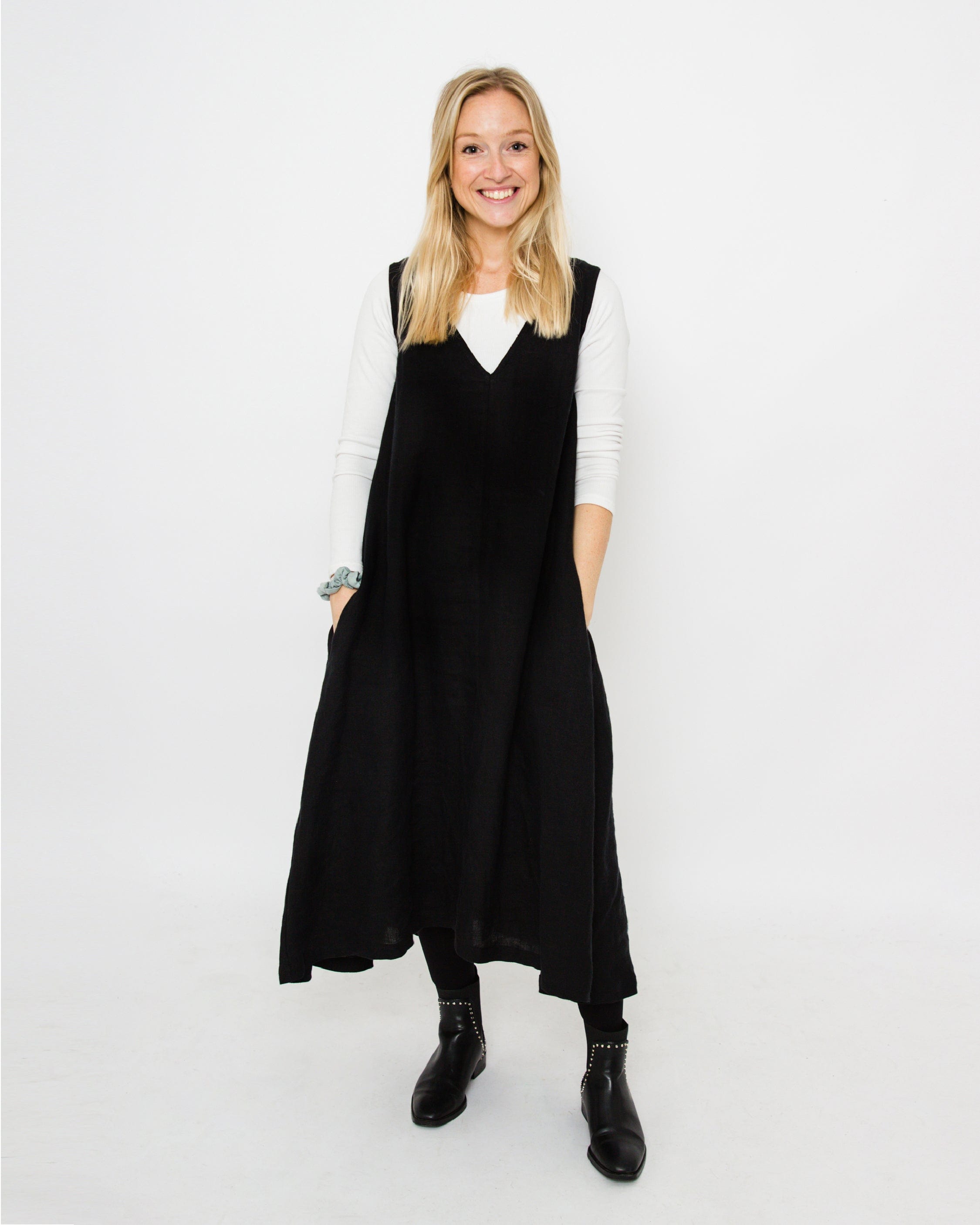 Lucy Dress - Aegean Blue Linen — maternity & nursing dress by JOURNY | Latchette