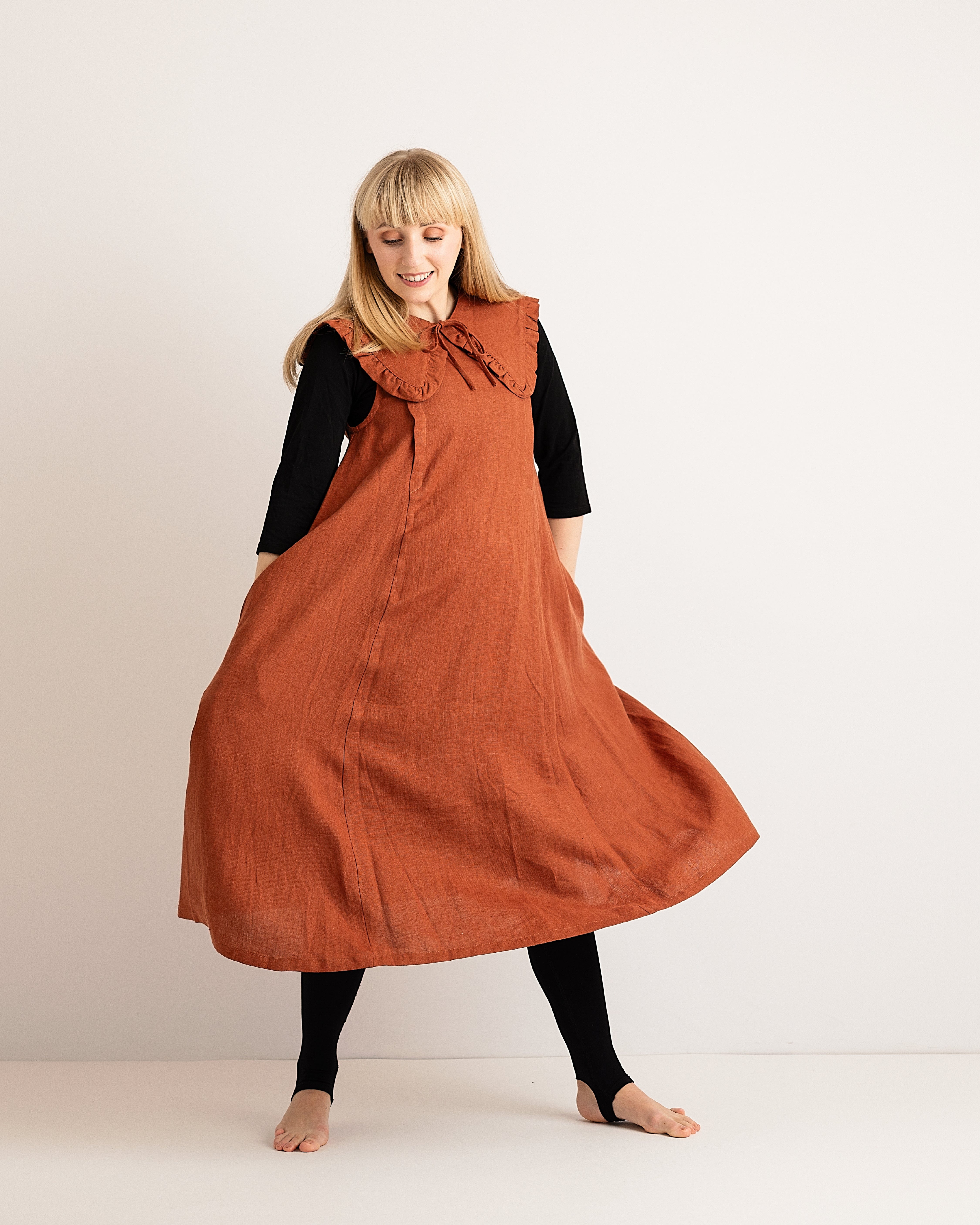 Lucy Dress - Burnt Orange Linen