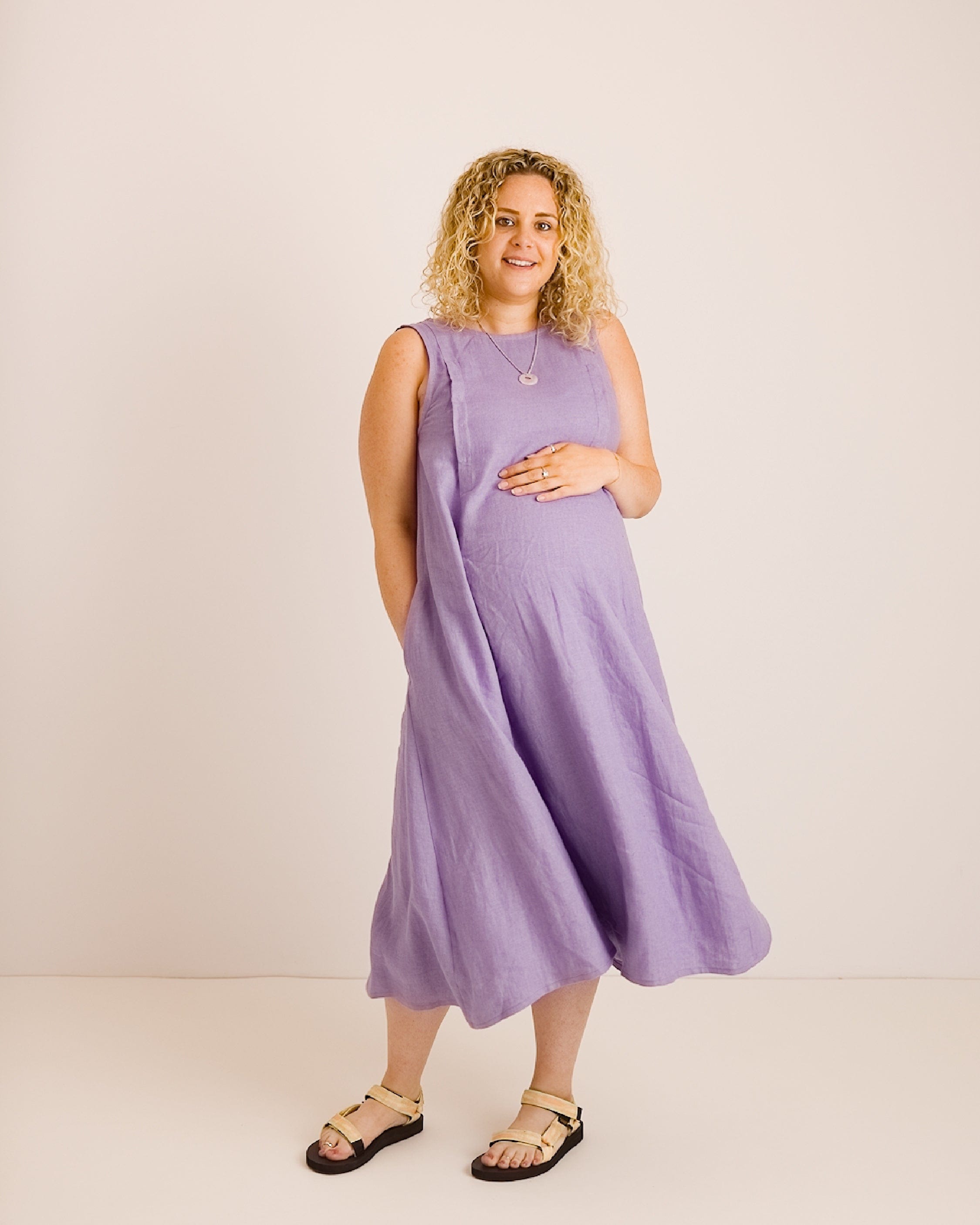 Lucy Dress - Lavender Linen