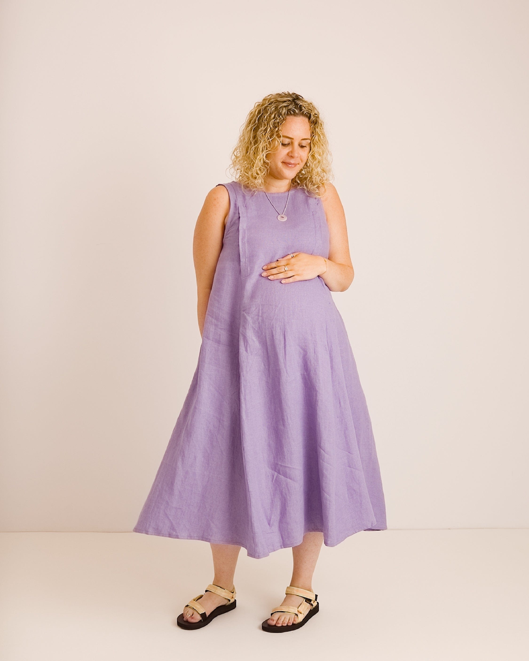 Lucy Dress - Lavender Linen