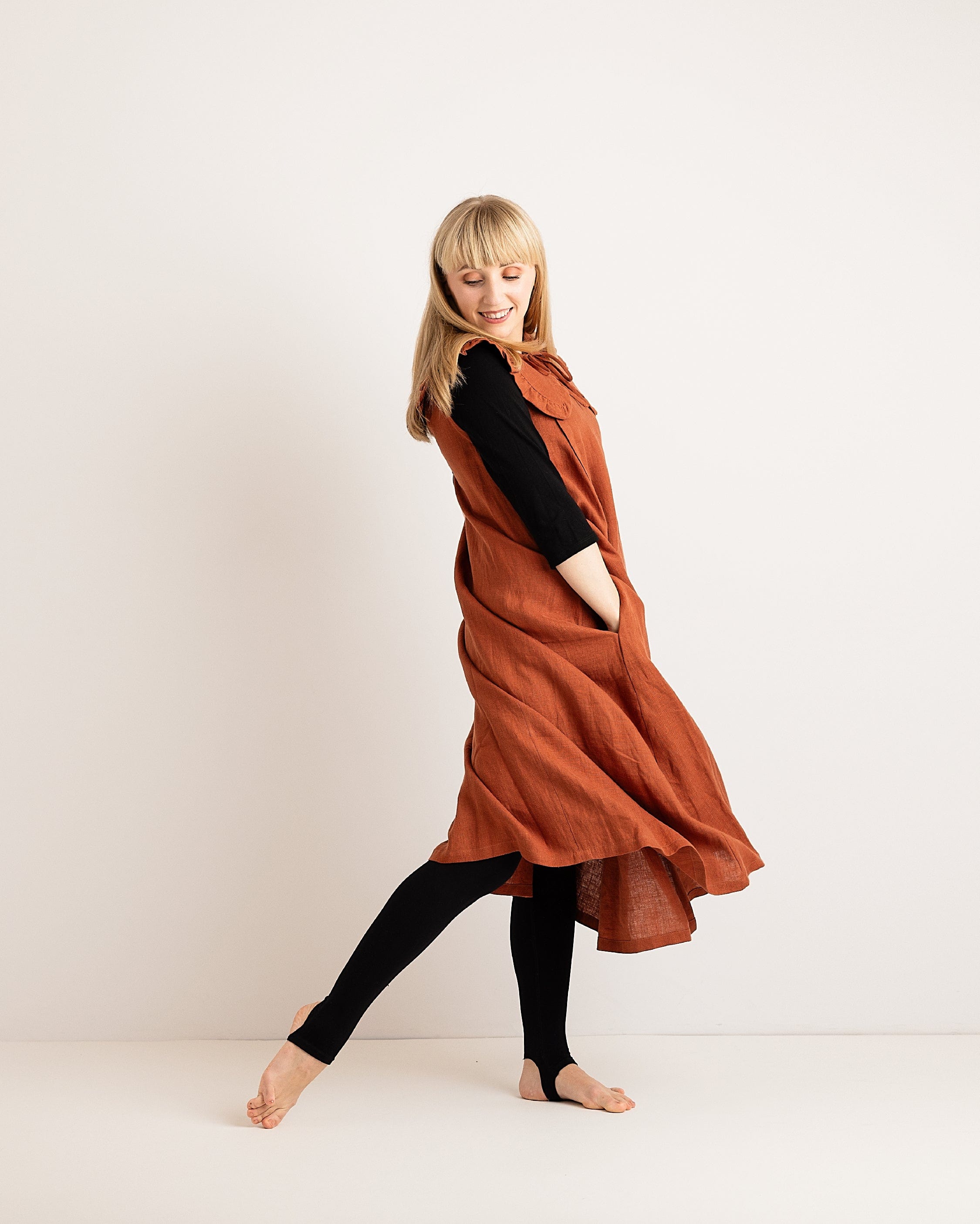 Lucy Dress - Burnt Orange Linen