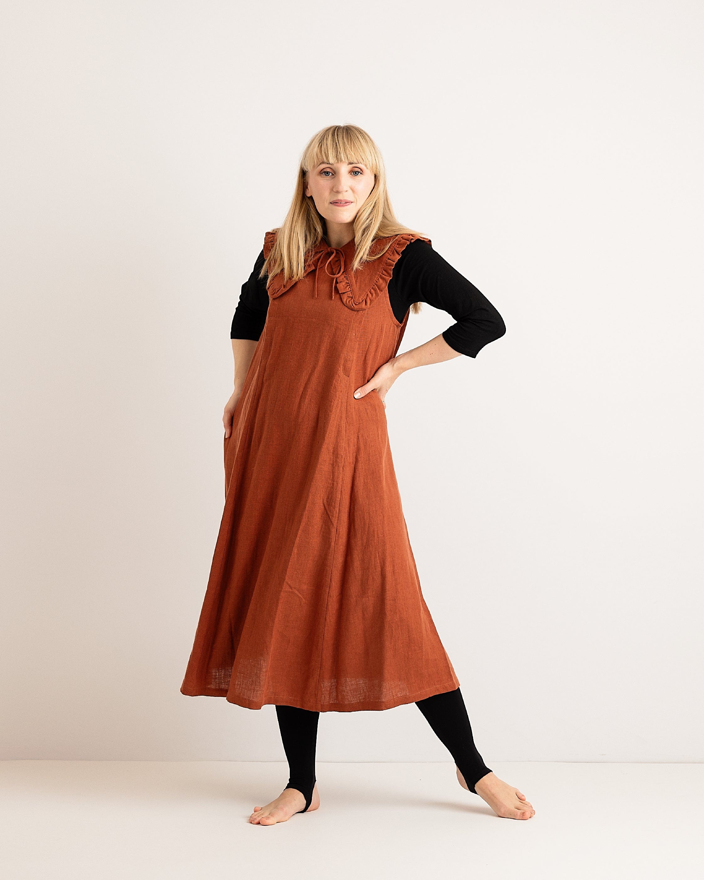Lucy Dress - Burnt Orange Linen