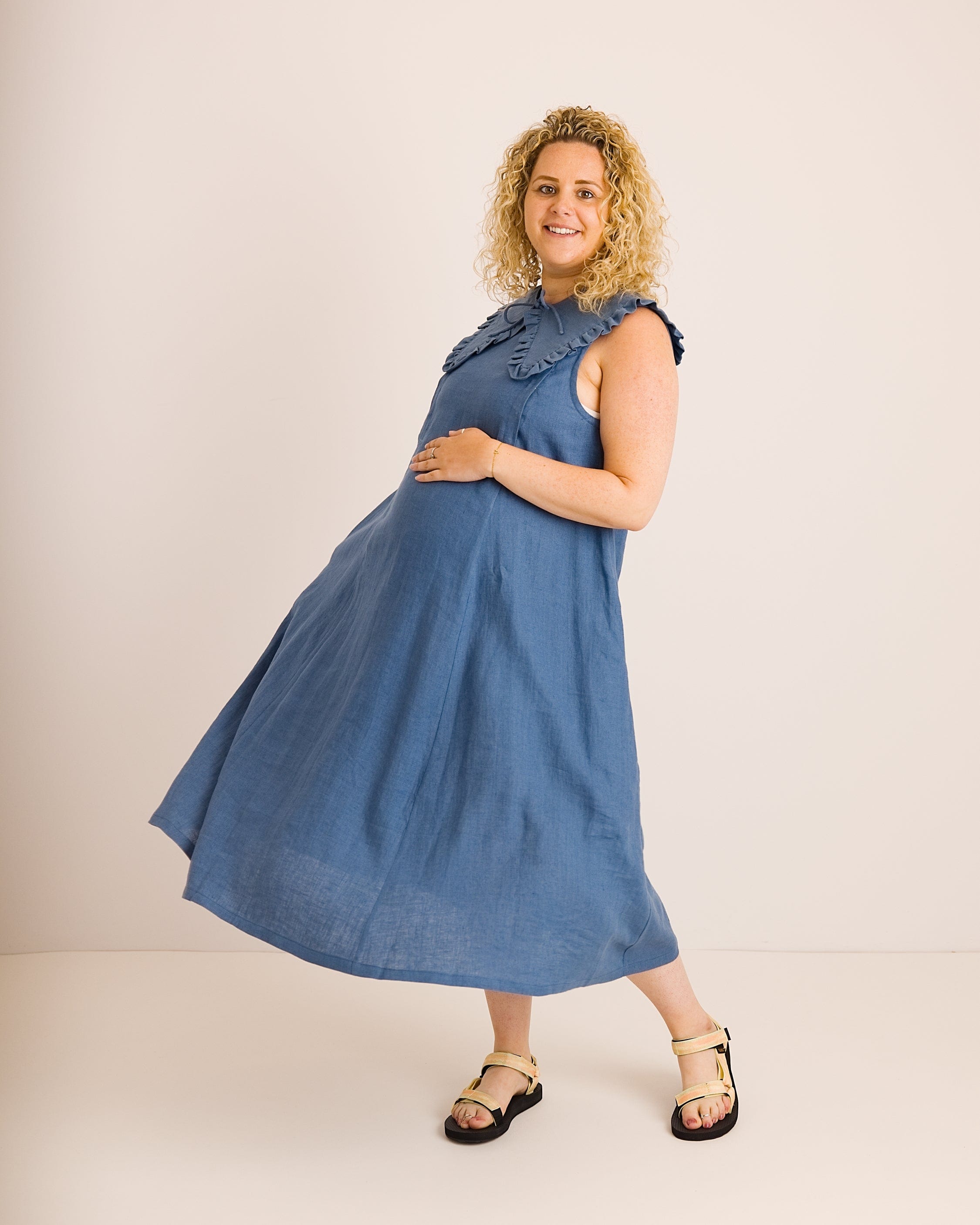 Lucy Dress - Aegean Blue Linen