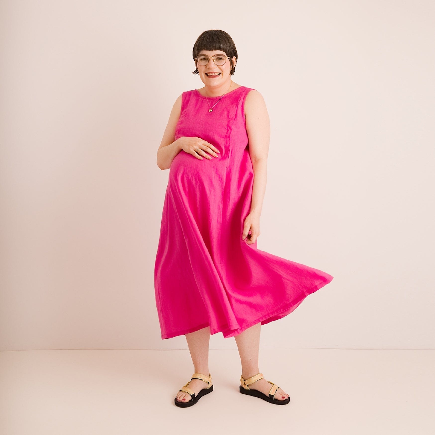 Lucy Dress - Pink Linen