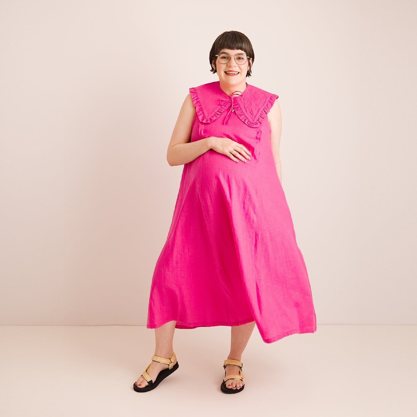 Lucy Dress - Pink Linen