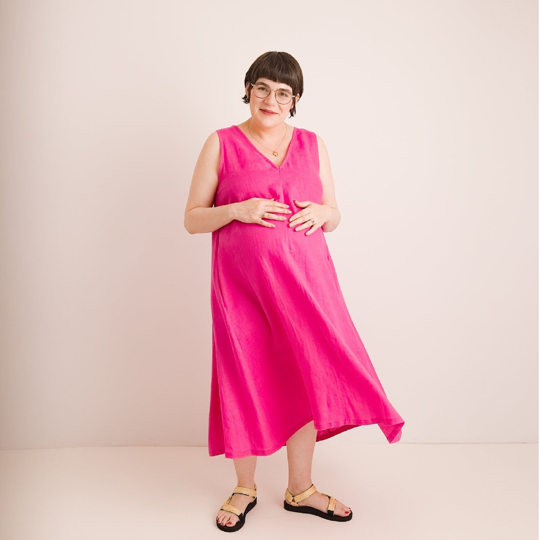 Lucy Dress - Pink Linen