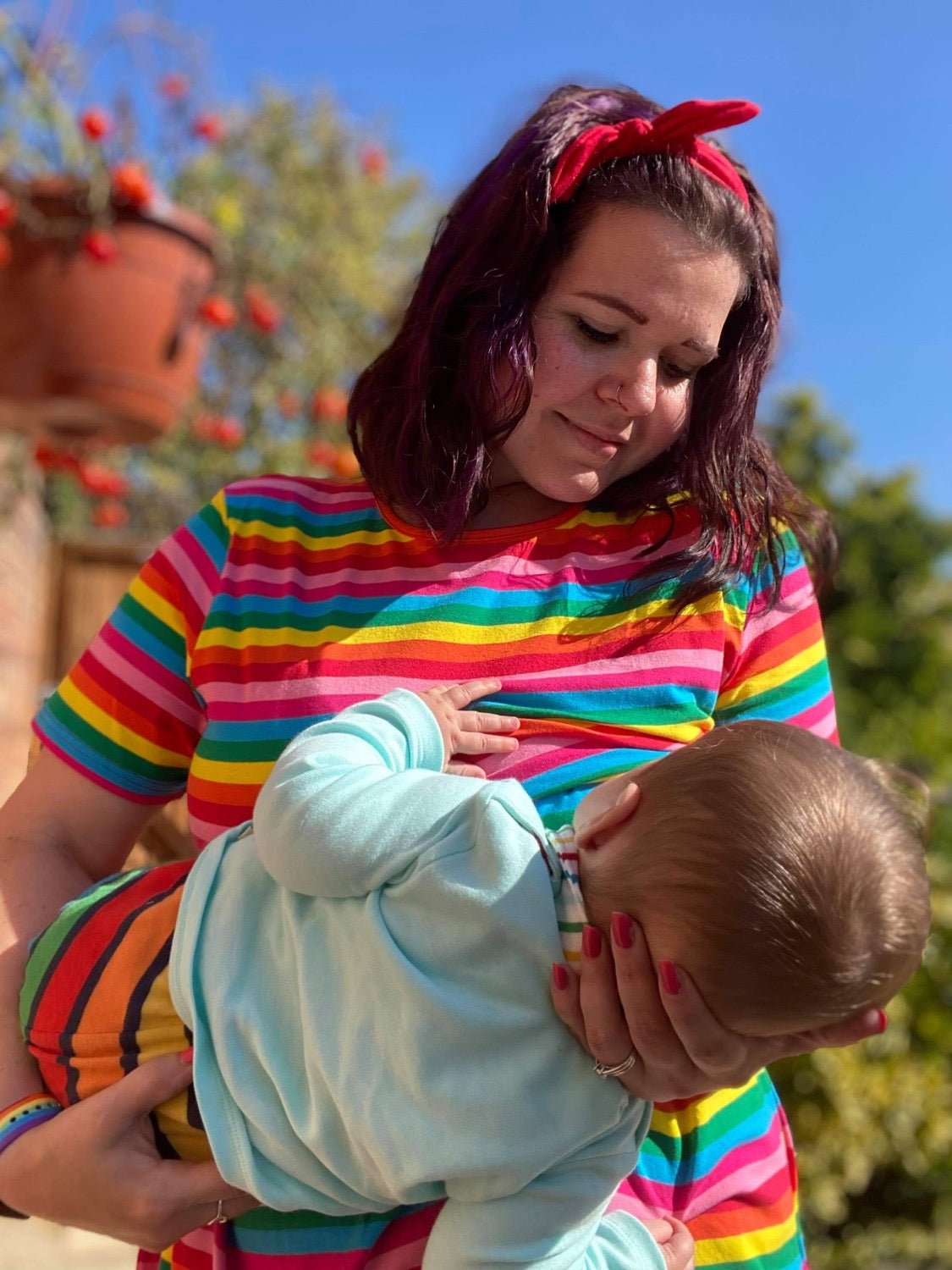 Breastfeeding Skater Dress - Rainbow