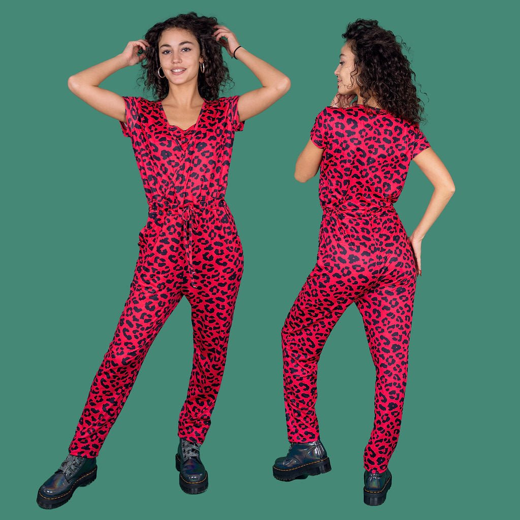 Breastfeeding Jumpsuit - Red Leopard
