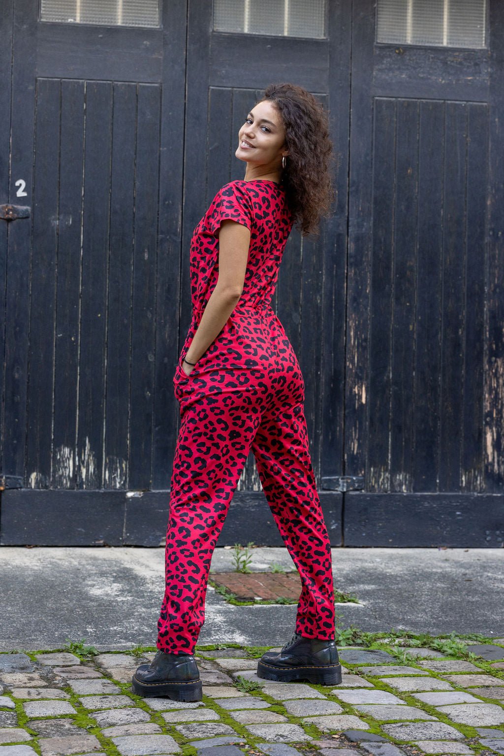 Breastfeeding Jumpsuit - Red Leopard