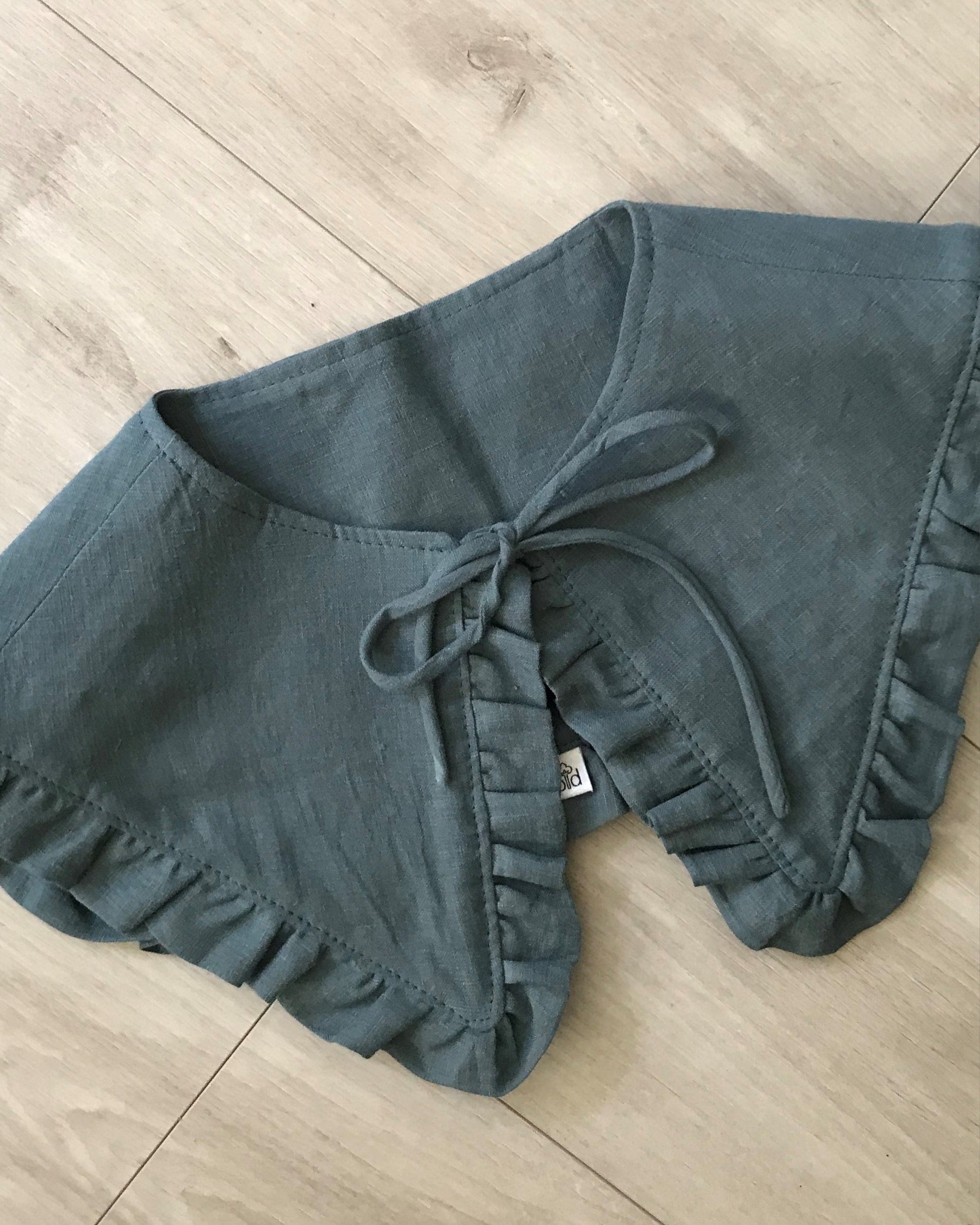 Margot Ruffle Detachable Collar - Teal Linen